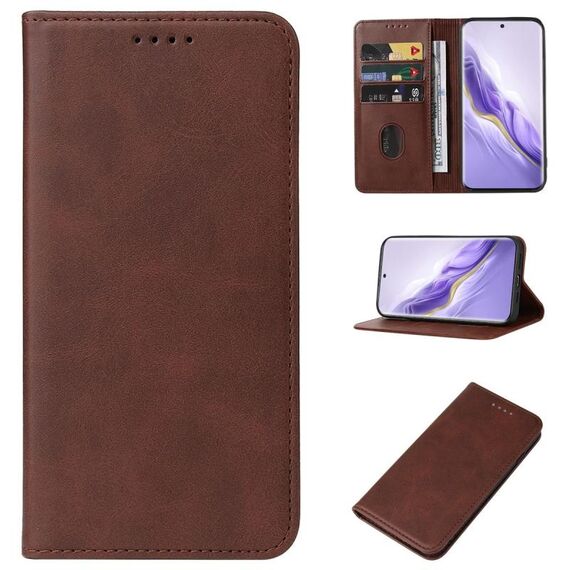Custodia per telefono in pelle con chiusura magnetica per Honor Magic6 (marrone)