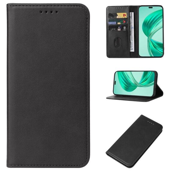 Custodia per telefono in pelle con chiusura magnetica per Honor X8b (nera)