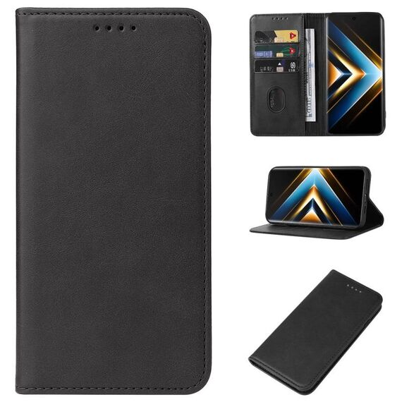 Custodia per telefono in pelle con chiusura magnetica per Honor X50 GT (nera)