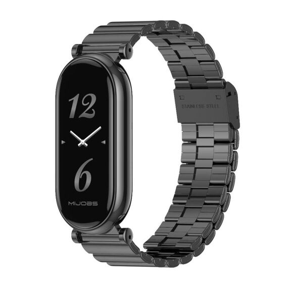 Per Xiaomi Mi Band 8 Mijobs GT4 cinturino in metallo con fibbia in bambù (nero)