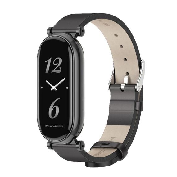 Per Xiaomi Mi Band 8 Mijobs GT4 cinturino in pelle di vacchetta primo strato (nero)