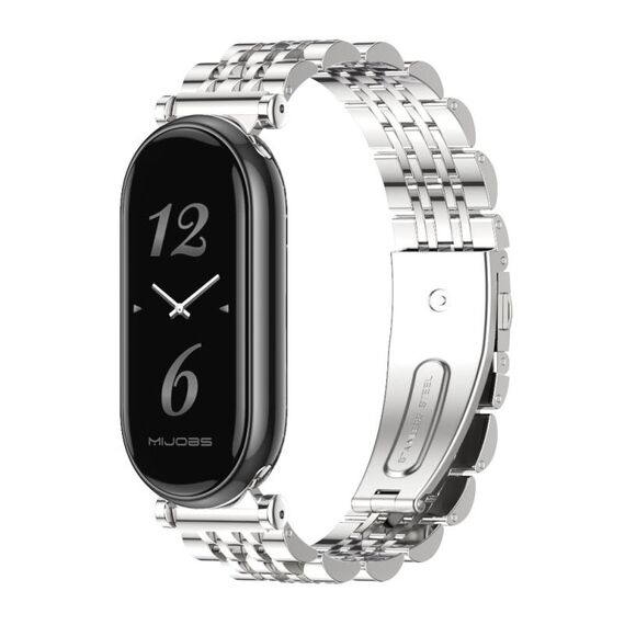 Per Xiaomi Mi Band 8 Mijobs GT4 cinturino in metallo con sette perline (argento)