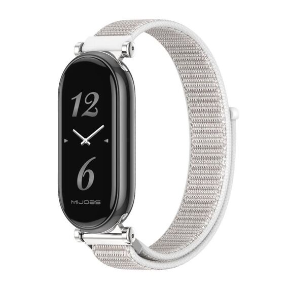 Per Xiaomi Mi Band 8 Mijobs GT4 Cinturino in nylon traspirante (argento conchiglia)