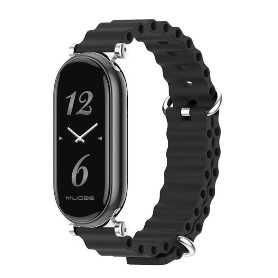 Per Xiaomi Mi Band 8 Mijobs GT4 Cinturino traspirante in silicone marino (nero argento)