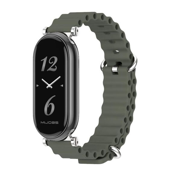 Per Xiaomi Mi Band 8 Mijobs GT4 Cinturino traspirante in silicone marino (verde kaki argento)