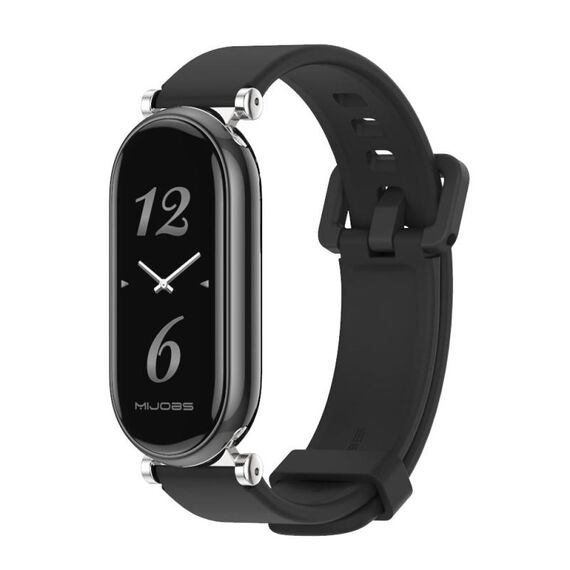 Per Xiaomi Mi Band 8 Mijobs GT4 cinturino in silicone traspirante (nero argento)