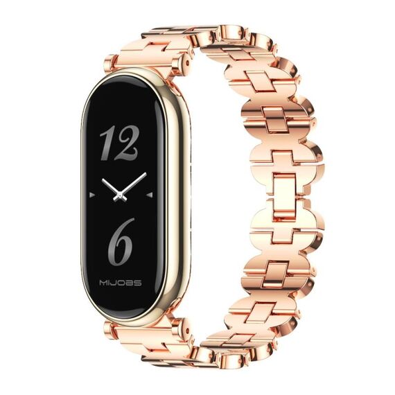 Per Xiaomi Mi Band 8 Mijobs GT4 Cinturino in metallo con catena ossea (oro rosa)