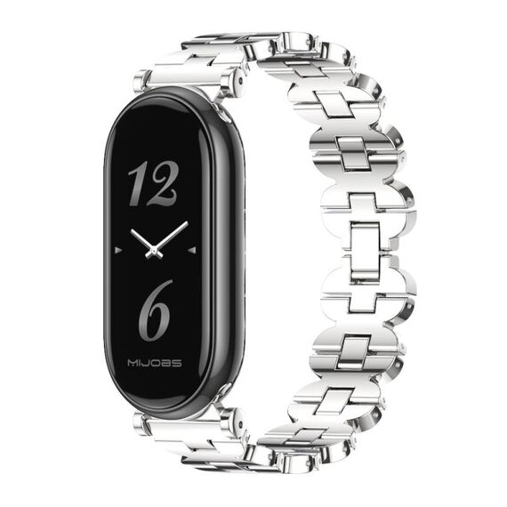 Per Xiaomi Mi Band 8 Mijobs GT4 Cinturino in metallo con catena ossea (argento)