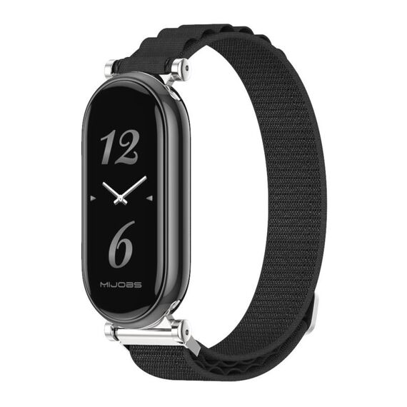Per Xiaomi Mi Band 8 Mijobs GT4 cinturino in nylon traspirante (nero argento)