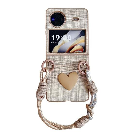 Per vivo X Flip Custodia per PC in pelle color illusoria con cinturino colorato (caffè)