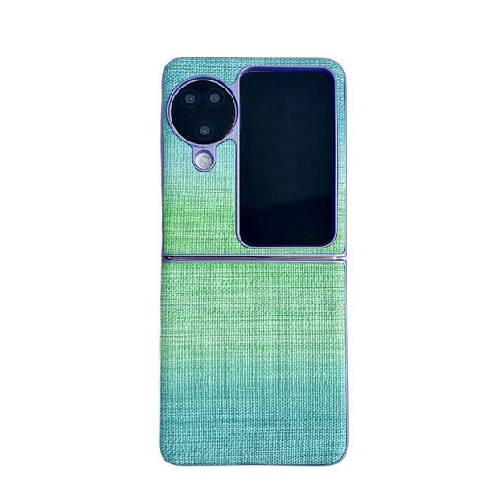 Per OPPO Find N3 Flip Illusory Color Custodia in pelle per PC con texture (verde)