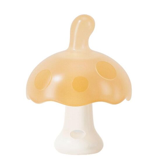 Massaggiagengive in silicone per bambini, tipo piccolo fungo, bastoncino per dentizione anti-mangiamento, colore: beige
