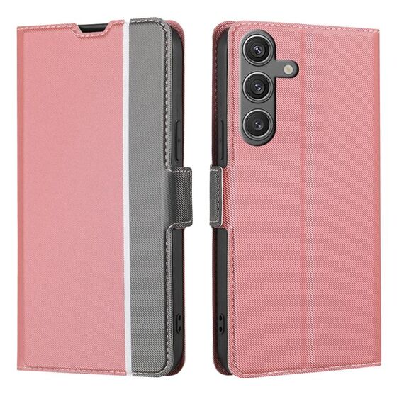 Custodia per telefono in pelle con pulsanti laterali per Samsung Galaxy S24 5G (rosa)
