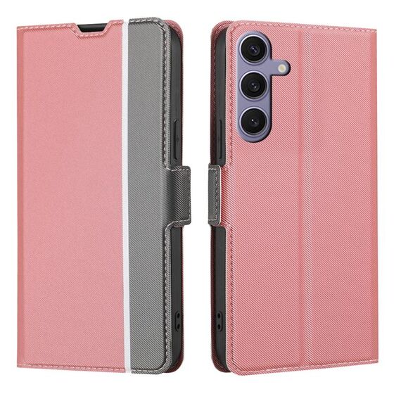 Custodia per telefono in pelle con pulsanti laterali per Samsung Galaxy S24+ 5G (rosa)