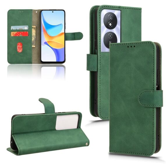 Custodia per telefono in pelle con vibrazione magnetica Skin Feel per Honor Play 50 Plus (verde)