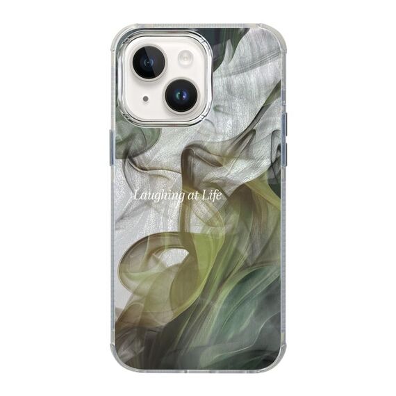 Custodia per telefono antiurto con copertura totale per iPhone 14 Illustrazione Modello Radiazioni Design (Verde dipinto a lavaggio)