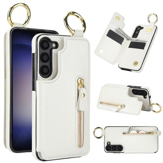Custodia per telefono per Samsung Galaxy S23 5G Litchi Texture Zipper doppia fibbia (bianca)