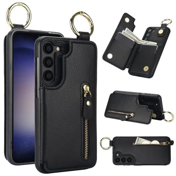 Custodia per cellulare per Samsung Galaxy S23+ 5G Litchi Texture Zipper doppia fibbia (nero)