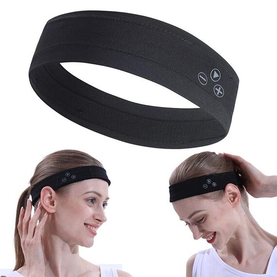 Mucro B01 Auricolare Bluetooth wireless stile turbante Fascia sportiva (nero)