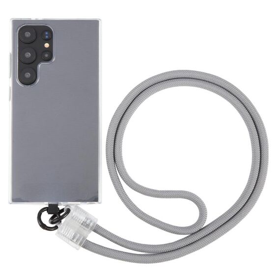 Cordino lungo a tracolla per telefono con cinturino anti-smarrimento con fibbia trasparente (grigio)