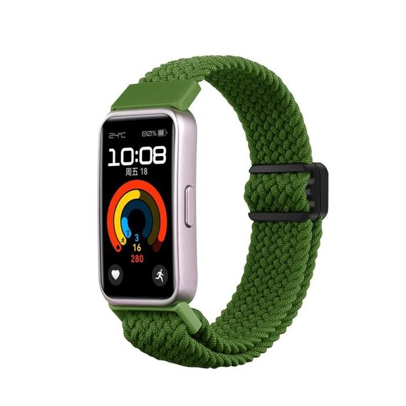Per cinturino per orologio intrecciato in nylon con fibbia magnetica Huawei Band 9/8 (verde)