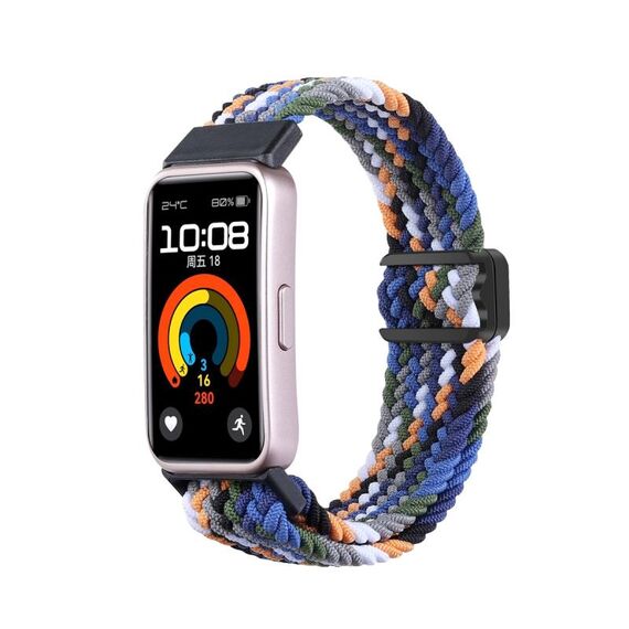 Per cinturino per orologio intrecciato in nylon con fibbia magnetica Huawei Band 9/8 (denim)