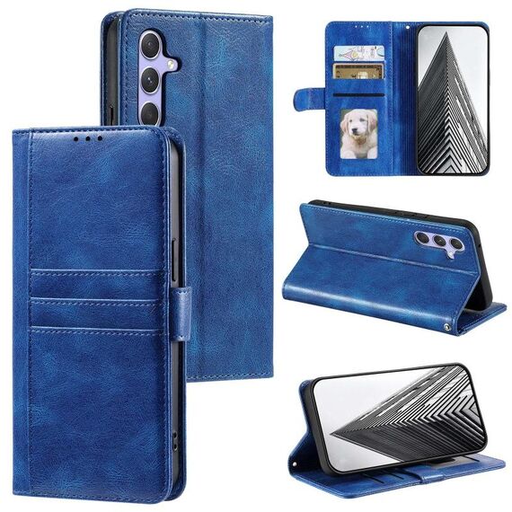 Per Samsung Galaxy S23 FE 5G Custodia a portafoglio in pelle semplice con 6 carte (blu)