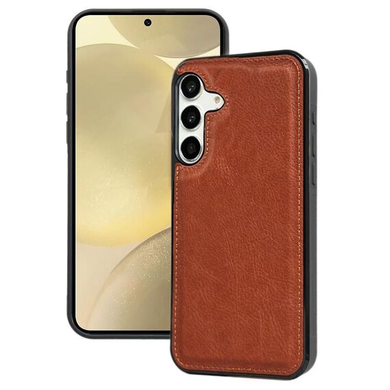 Per Samsung Galaxy S24 5G Custodia per telefono con cover posteriore in pelle di vacchetta (marrone)