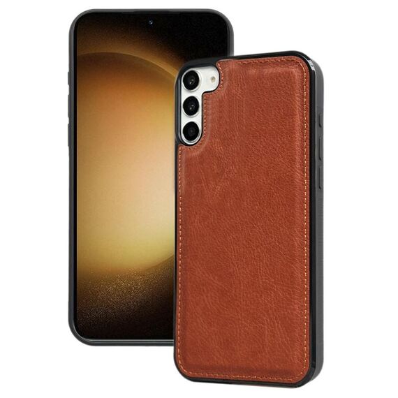 Per Samsung Galaxy S23+ 5G Custodia per telefono con cover posteriore in pelle di vacchetta (marrone)