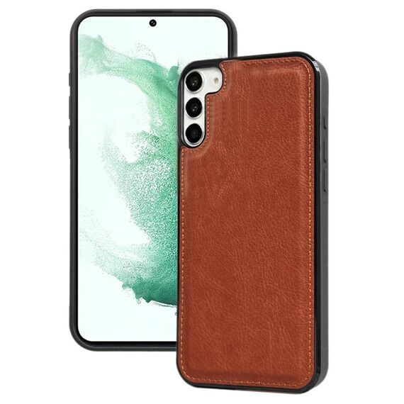 Per Samsung Galaxy S22+ 5G Custodia per telefono con cover posteriore in pelle di vacchetta (marrone)