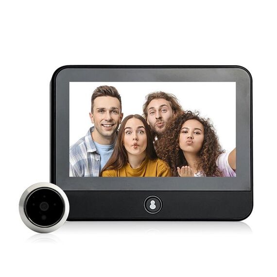 S50S Schermo LCD IPS da 4,3 pollici 1080P Visione notturna a infrarossi WiFi Smart Cat Eye Videocitofono (Nero)