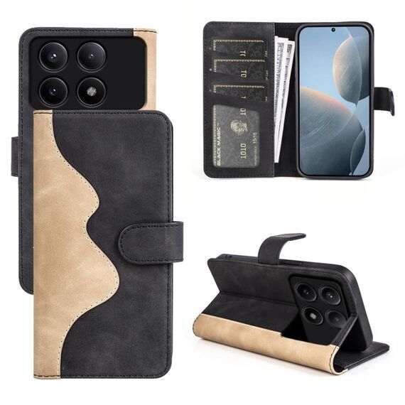 Per Xiaomi Redmi K70E Custodia per cellulare in pelle con chiusura orizzontale con cuciture (nera)