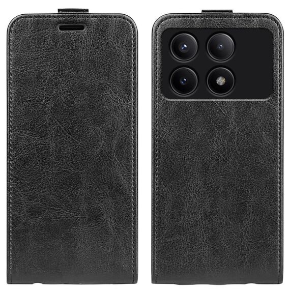 Custodia per telefono in pelle con vibrazione verticale singola per Xiaomi Redmi K70E R64 (nera)