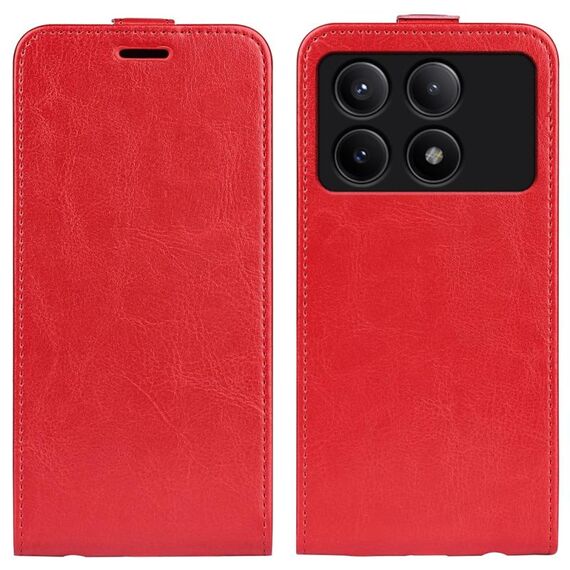 Custodia per telefono in pelle con vibrazione verticale singola per Xiaomi Redmi K70E R64 (rossa)