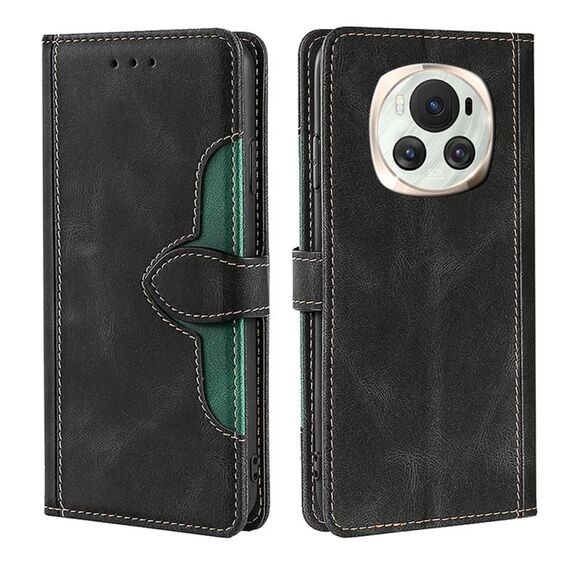 Custodia per telefono in pelle con fibbia magnetica per Honor Magic6 5G Skin Feel (nera)