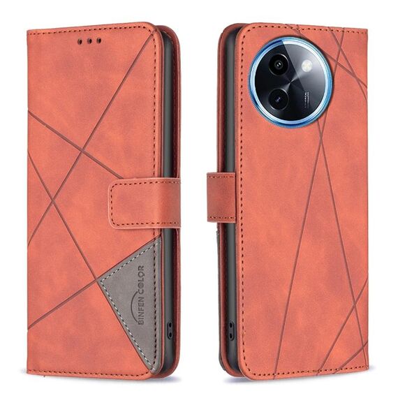 Per vivo Y200i 5G / Y38 5G Custodia in pelle con fibbia magnetica a rombo (marrone)
