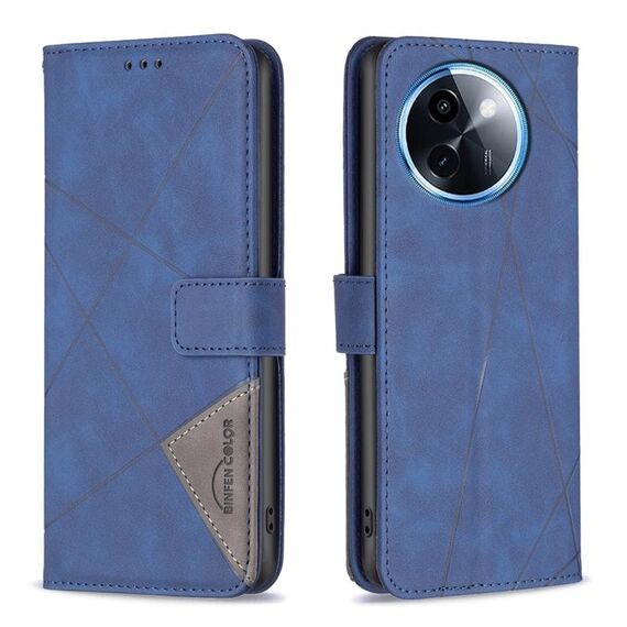 Per vivo Y200i 5G / Y38 5G Custodia per telefono in pelle con struttura a rombo con fibbia magnetica (blu)