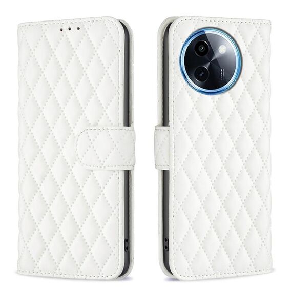 Per vivo Y200i 5G / Y38 5G Diamond Lattice Portafoglio Flip Custodia in pelle per telefono (Bianco)