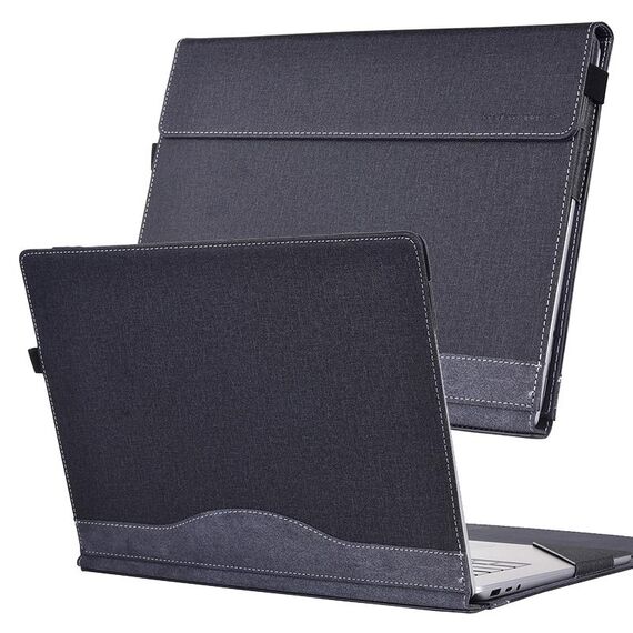 Custodia protettiva in pelle per laptop con texture in tessuto da 15 pollici per Microsoft Surface Laptop 6 (nera)