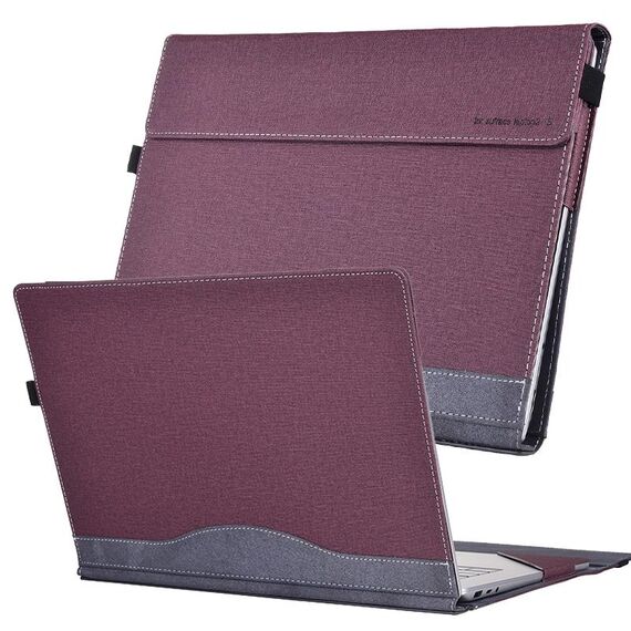 Custodia protettiva in pelle per laptop con texture in tessuto da 15 pollici per Microsoft Surface Laptop 6 (vino rosso)