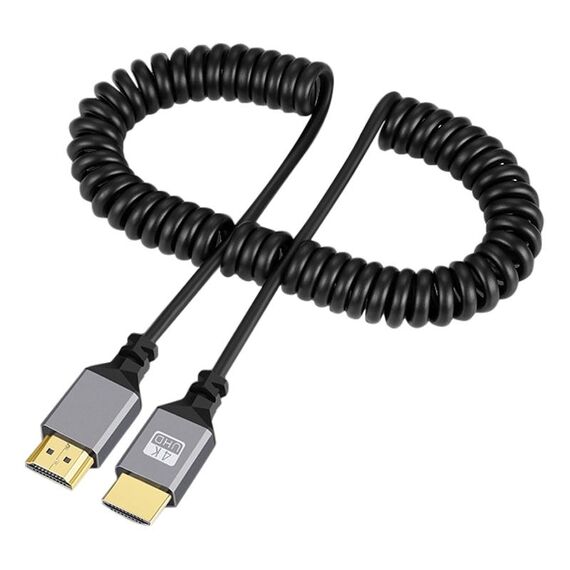 Cavo a molla HDMI tipo A a HDMI tipo A HDMI OD4.0, lunghezza: 0,5 m~2,4 m (guscio grigio)
