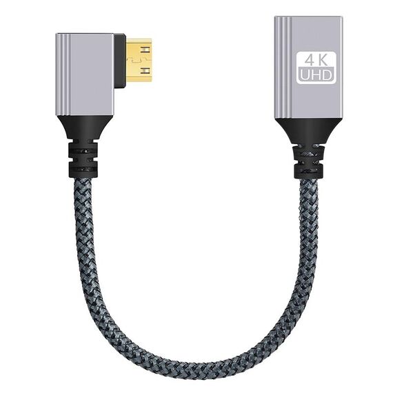 Cavo adattatore dati video HD da mini HDTV a HDTV con testa ad angolo retto per fotocamera DSLR (grigio)