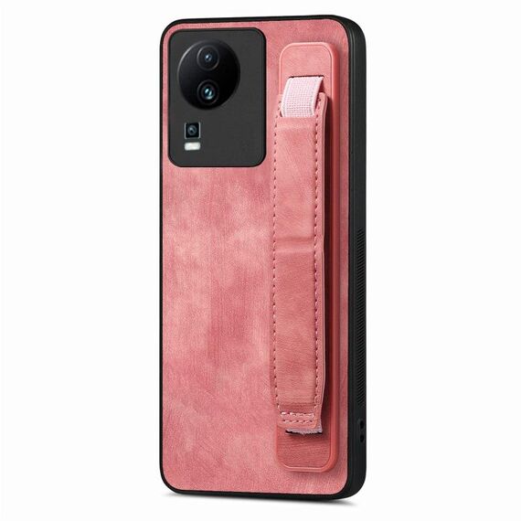 Per vivo iQOO Neo 7 SE Custodia retro in pelle con supporto per cinturino retrò (rosa)