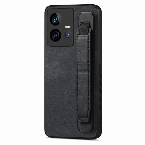 Per vivo iQOO 11 5G Retro Custodia per telefono con retro in pelle con supporto per cinturino (nero)