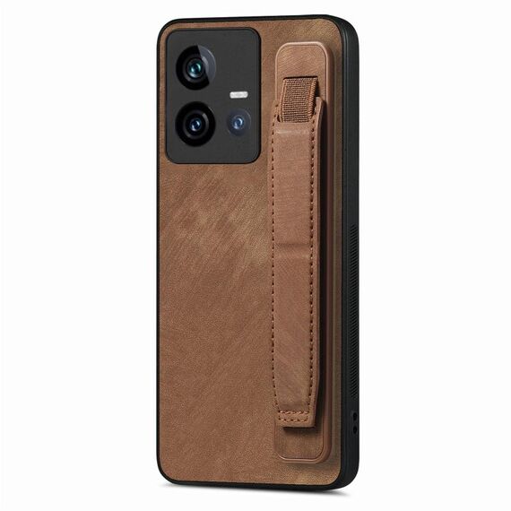 Per vivo iQOO 11 5G Retro Custodia per cellulare con retro in pelle con supporto per cinturino (marrone)