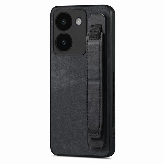 Custodia per telefono posteriore in pelle con supporto per cinturino retrò per vivo Y52T (nera)