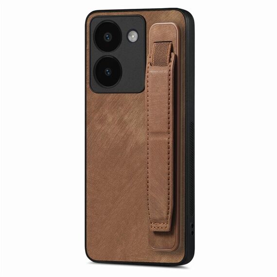 Custodia per telefono posteriore in pelle con supporto per cinturino retrò per vivo Y52T (marrone)