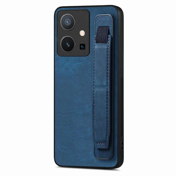 Per vivo Y75 5G Retro Custodia per cellulare con retro in pelle con supporto per cinturino (blu)
