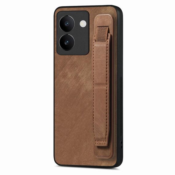 Custodia per telefono posteriore in pelle con supporto per cinturino retrò per vivo S17 / S17 Pro / V29 (marrone)