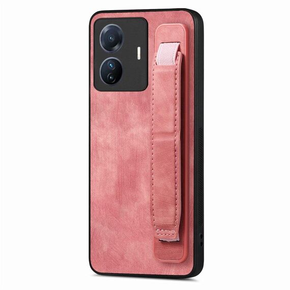 Custodia per telefono posteriore in pelle con supporto per cinturino retrò per vivo S16e / V27e (rosa)